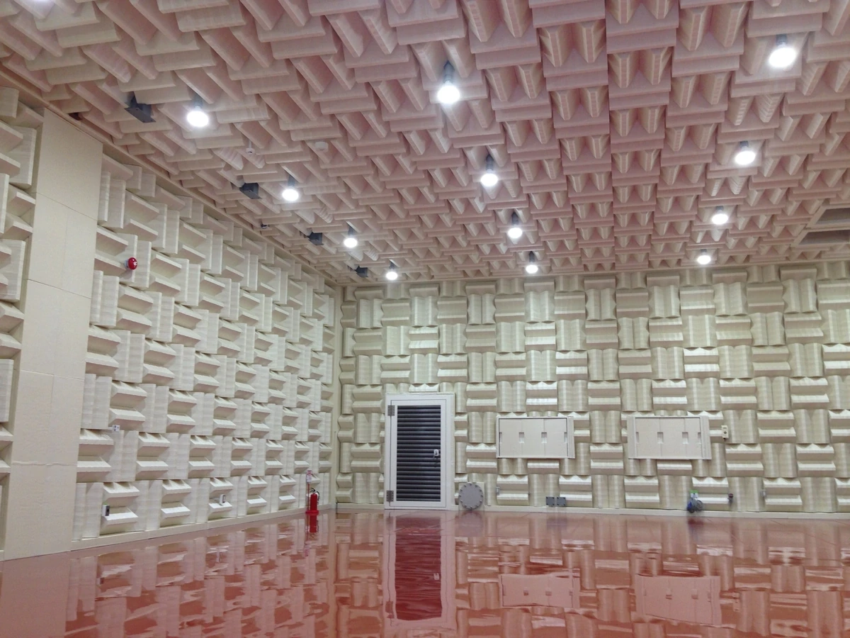 Corner view of hemi anechoic chamber with two doors